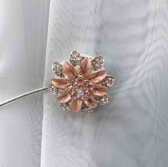 Магніти для штор та гардин "Flowers" набір 2 шт Персиковий (81-191) Київ