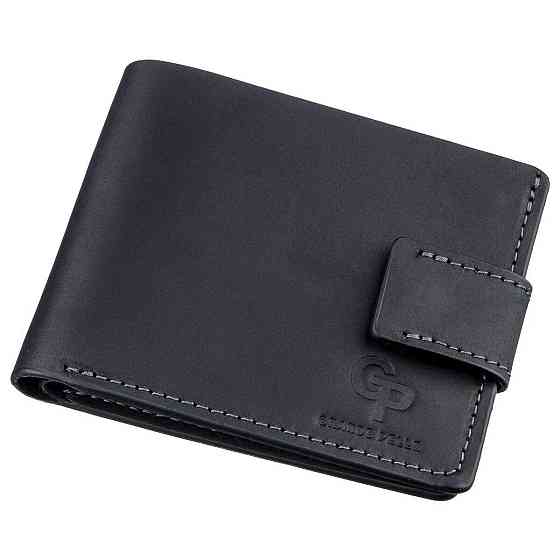 Тонкое кожаное портмоне унисекс GRANDE PELLE 11219 Черное Киев