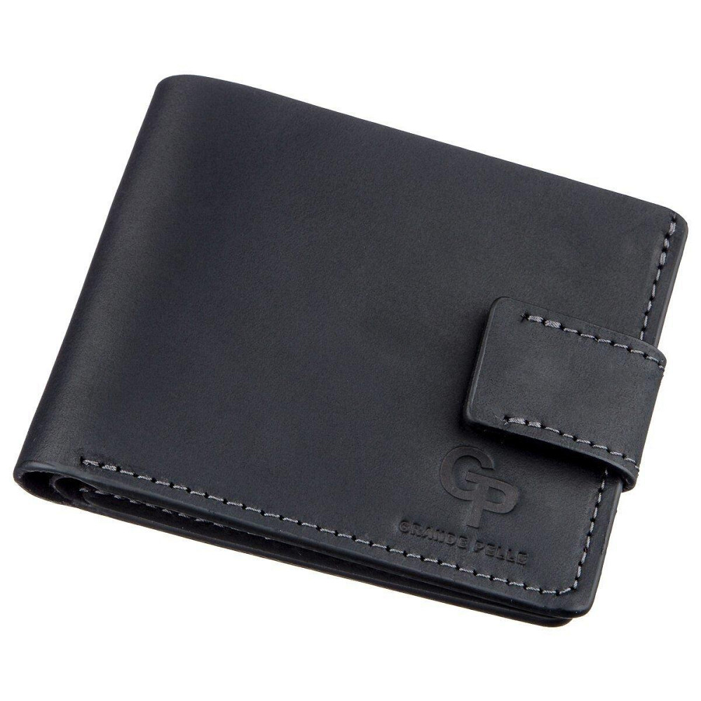 Тонкое кожаное портмоне унисекс GRANDE PELLE 11219 Черное Киев - изображение 6