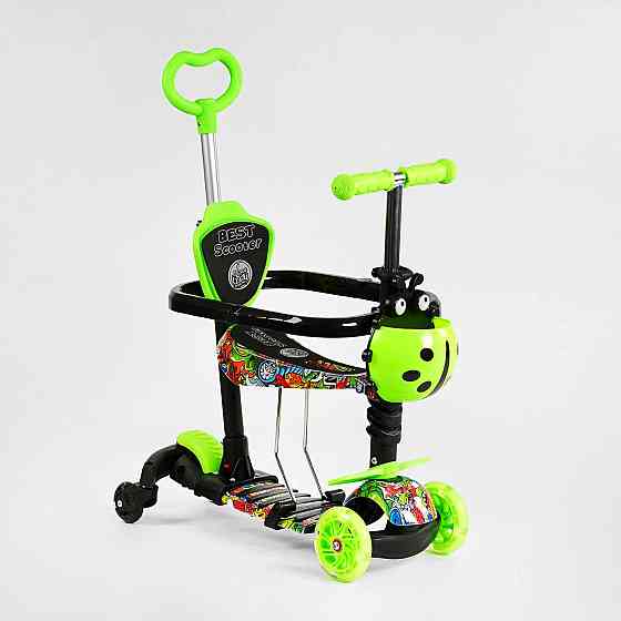 Самокат триколісний Best Scooter 5 в 1 із додатковими колесами Салатовий (LS-40203) Чернігів