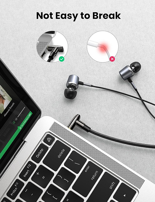 Аудіо кабель AUX 3.5mm jack UGreen з кутовим L-подібним штекером AV188 50212 (Чорний, 5м) Николаев - изображение 7