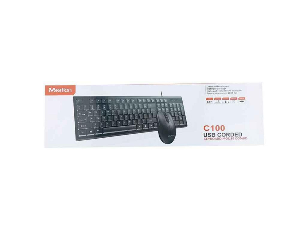 Набір USB клавіатурамиша MT-C100 USB чорний ТМ MEETION Київ - фото 1