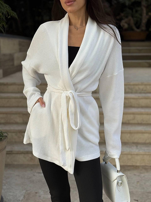 Женский теплый модный кардиган. Белый, 46/48 Одесса - изображение 2