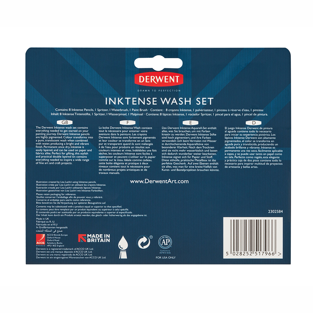 Набір чорнильних олівців Inktense Wash Set у металевому пеналі Derwent Київ - фото 4