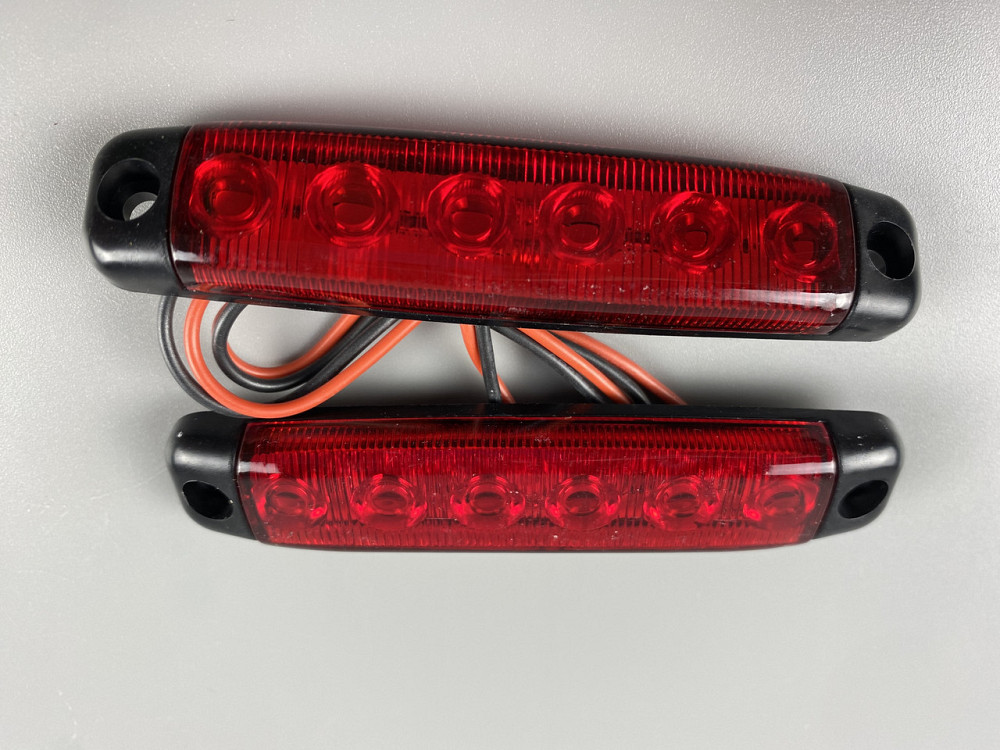 Ліхтар LED габаритний світлодіодний 24V IP67 6 led діодів SMD червоний , оптична лінза + кріплення для авто Мукачево - фото 4