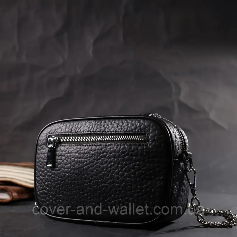 Стильня женская сумка из натуральной кожа черного цвета Киев - изображение 7