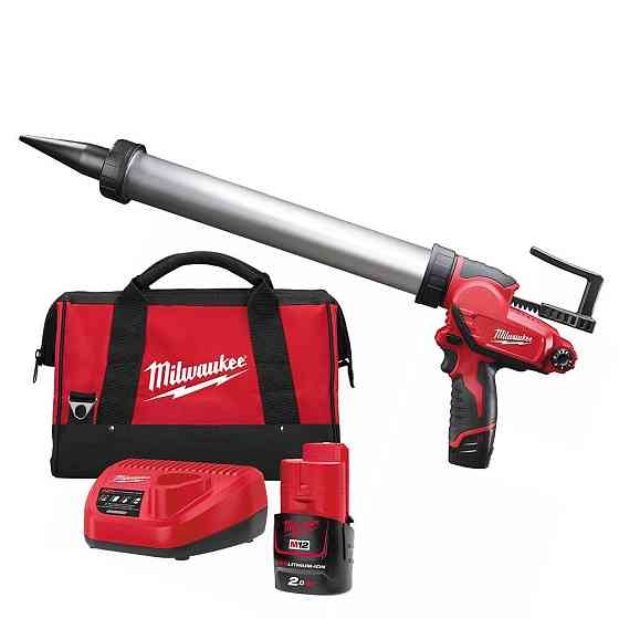 Пістолет для герметиків акумуляторний MILWAUKEE, M12 PCG/600A-201B, 600мл (зарядний пристрій С12 С, 1 акумулятор М12 В2 2Ач, алю Одеса