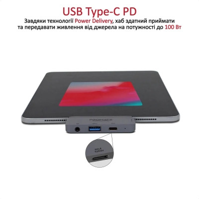 Концентратор Promate USB Hub 4 ports padhub-pro.grey (padhub-pro.grey) Винница - изображение 3