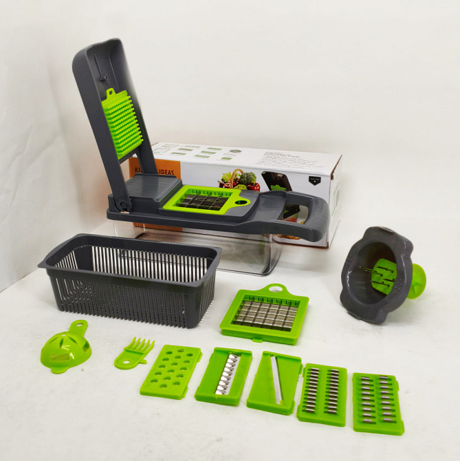 Овощерезка измельчитель 14 в 1 ситечко для яиц и нож для очистки овощей Veggie Slicer мультислайсер AQ-87 Львов - изображение 11
