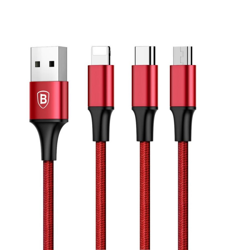 Кабель BASEUS 3in1 CAMLT-SU09 1.2M красный Киев - изображение 2
