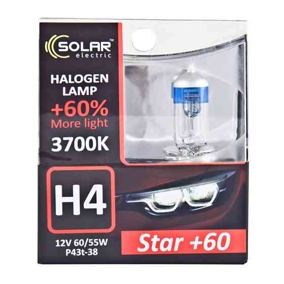 Галогенова лампа Solar H4 12V 60/55W P43t-38 Starlight +60%, SET Львів