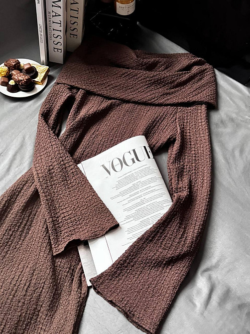 Женское элегантное нежное платье из нежного трикотажа букле Шоколад Одесса - изображение 4