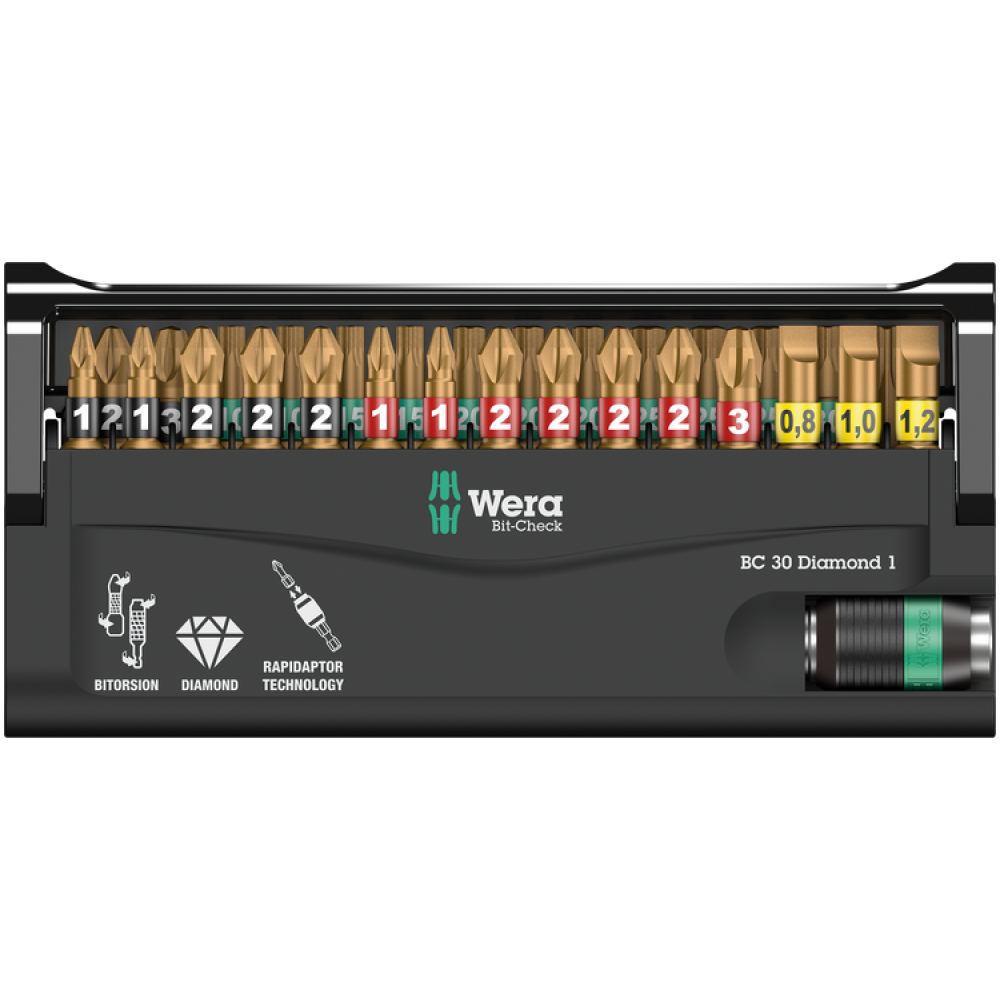 Набор бит PH,PZ,SL,Torx Wera Bit-Check Diamond 1 с алмазным покрытием 30шт. 05057431001 Одесса - изображение 2