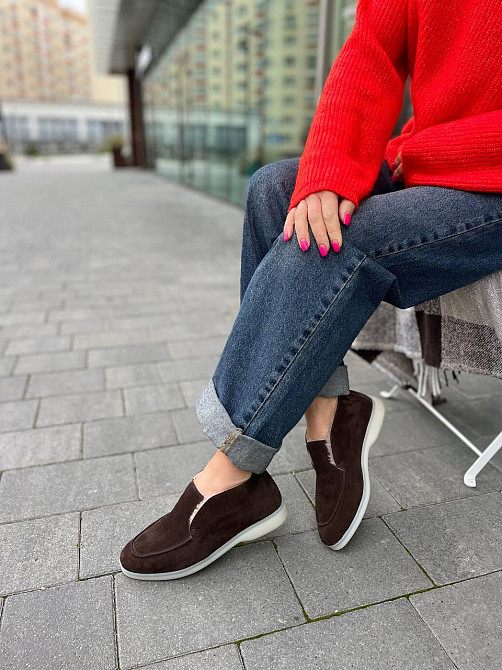 Лофери жіночі Notta bene T-0224 коричневі (зима, замша натуральна) (5707) 39 Коломия - фото 1