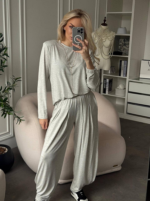 Жіночий стильний в'язаний костюм двійка щільна турецька віскоза Меланж Одеса - фото 8