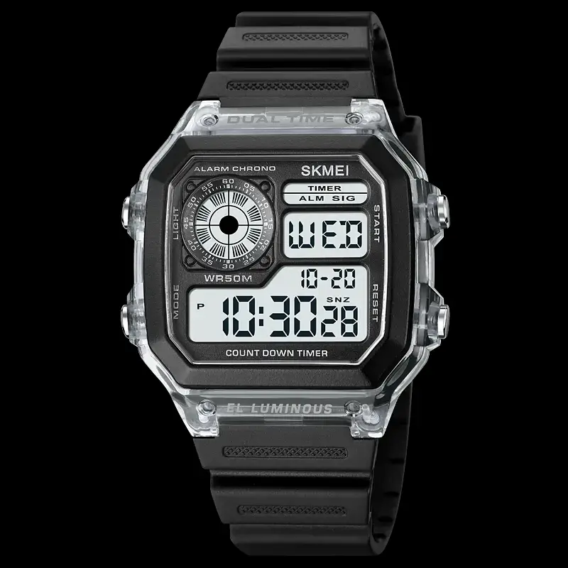 Чоловічий наручний спортивний годинник Skmei 1998 (Чорний з білим) Вінниця - фото 5