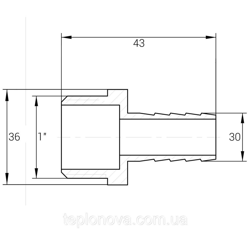 Штуцер 1" Н 30 мм нікельований NU5O2S OPTIMUM Чернівці - фото 3