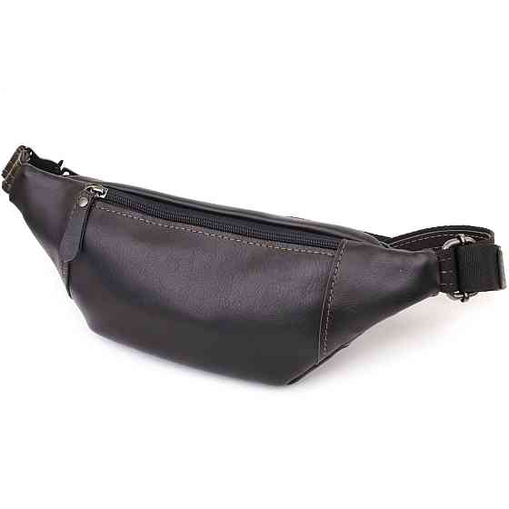 Мужская сумка-бананка из натуральной гладкой кожи Черный (SHVIGEL) Киев