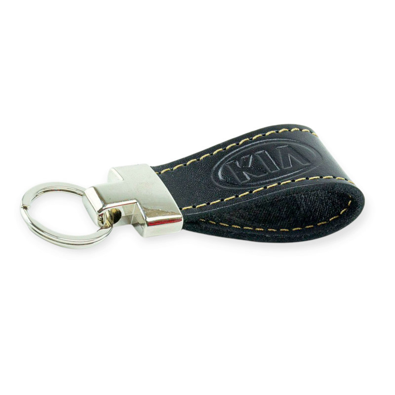 Брелок kia шкіряний тиснений чорний, прострочений, метал. затискач Мукачево - фото 1