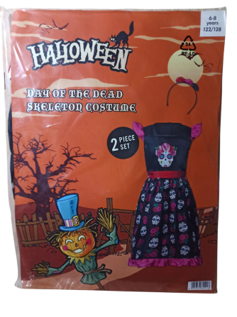 Дитяча сукня з черепами та обручем на Хелловін розмір 6-8 років чорний Київ