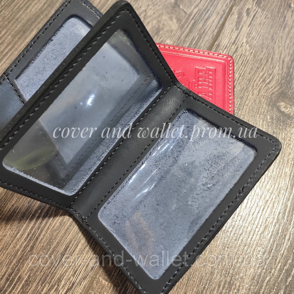 Кожаная обложка на ID карту и права с гербом Украины Киев - изображение 8