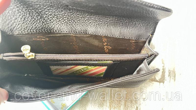 Тонкий м'який жіночий гаманець із міцної шкіри коричневого кольору Guxilai Київ - фото 8