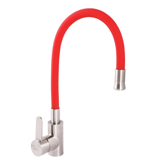 Кухонный смеситель Zerix LR74004-1 с красным гибким изливом – стиль и удобство на кухне Харьков