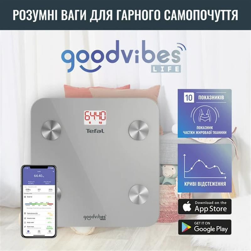 Ваги підлогові Tefal Goodvibes Life BM9600S1 ( Сріблястий ) Харків - фото 9
