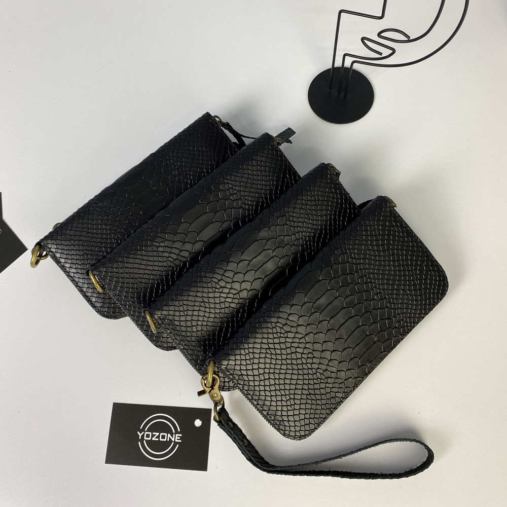 Шкіряний чоловічий гаманець, місткий клатч із відділеннями на блискавці, Crazy Horse, чорнийMasterSem Київ - фото 7