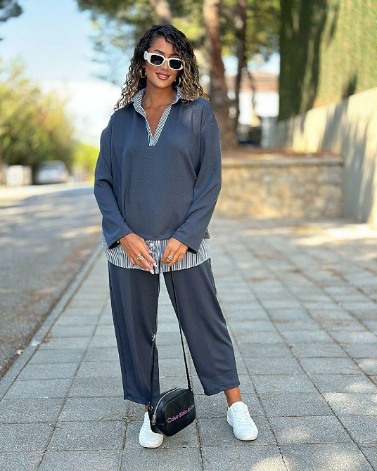 Стильный женский костюм двойка двунитка + котон. Графит, 52/54 Одесса - изображение 7