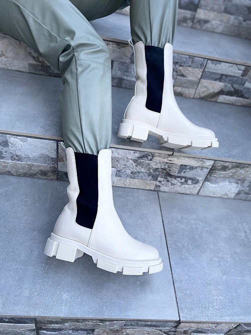 Женские черевики GREMMY бежевые натуральная кожа высота 20 см размер 36-38 (4321) Коломыя - изображение 5