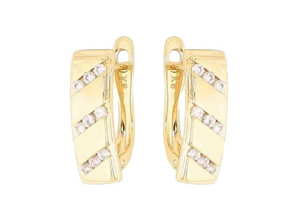 Сережки англійська застібка Позолота 14K Візерунок з кристалами 1,6см (334325) ТМ XUPING Київ - фото 1