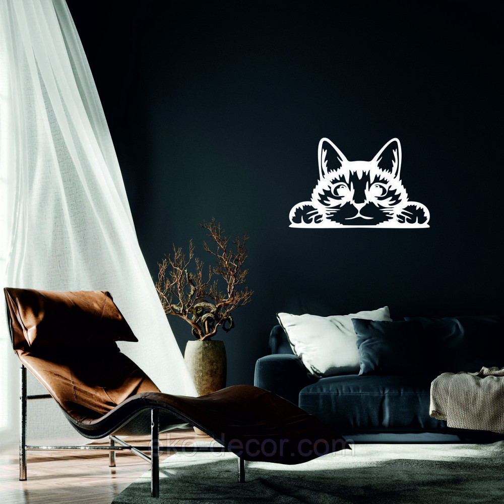 Декоративне настінне 3D Панно «Кіт» Декор на стіну з об'ємом (ціна за 1 шт) Київ - фото 1