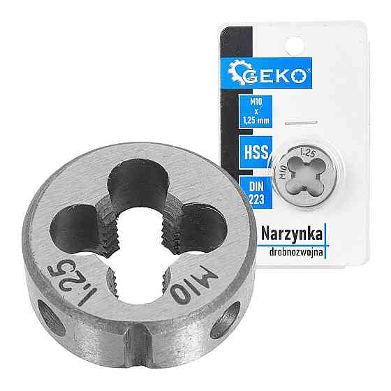 Плашка дрібнорізьбова ручна "GeKo" HSS, DIN223,  M8 х 1,0 10, 1.25 Стрий