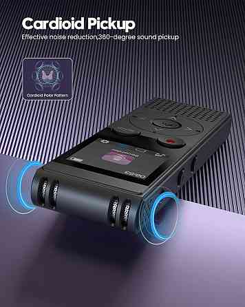 Диктофон QIUOIO V12 128GB голосовая активация 1536 Кбит/с перезаряжаемое устройство записи с USB-C для лекций встреч интервью Днепр