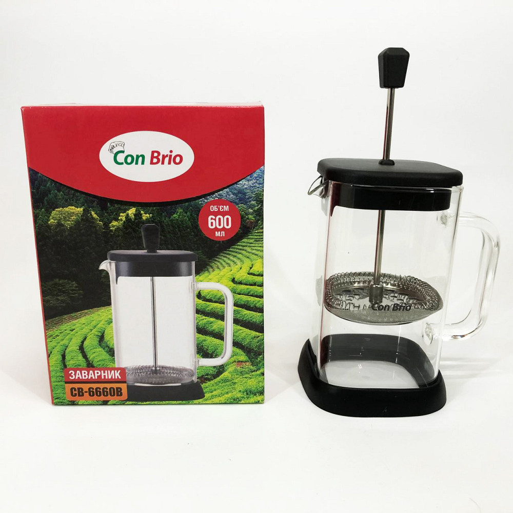 Эксклюзивные заварочные чайники Con Brio 600 мл CB-6660B, Стеклянный чайник с фильтром для заварки чая GW-48 Львов - изображение 1