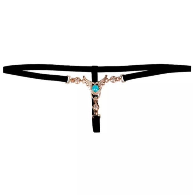 Еротичні трусики з камінням one size чорний Київ - фото 1