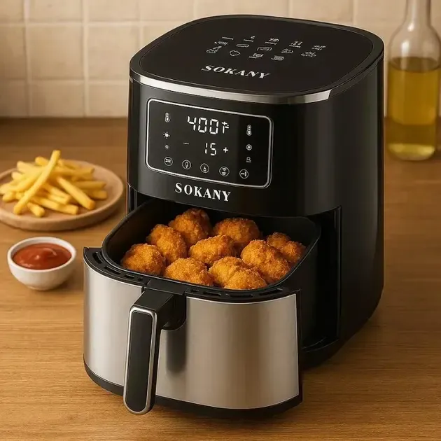 Аэрофритюрка Sokany SK 10052 1700W Аэрогриль безмасляная мультипечь для приготовления без масла 7 л с сенсорным управлением Коломия - фото 5