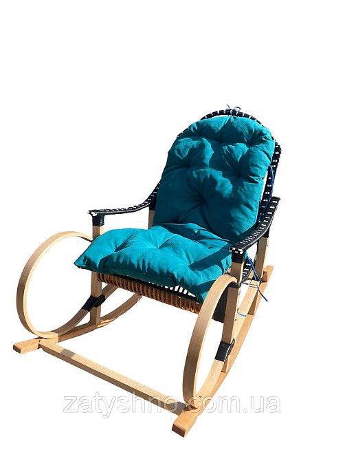 Крісло гойдалка з блакитною подушкою Київ - фото 7