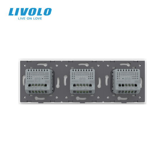 Сенсорний вимикач 5 сенсорів (1-2-2) Livolo білий скло (VL-C701/C702/C702-11) Коломыя