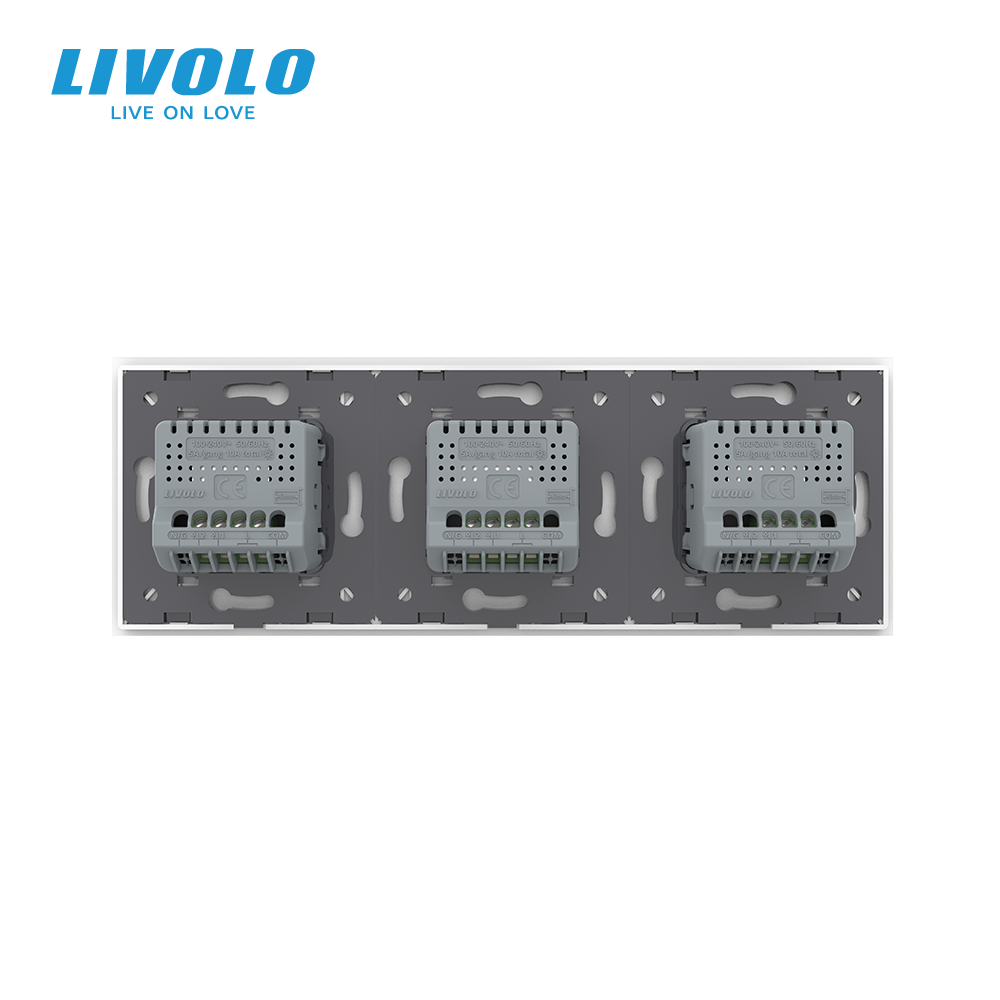 Сенсорний вимикач 5 сенсорів (1-2-2) Livolo білий скло (VL-C701/C702/C702-11) Коломыя - изображение 5