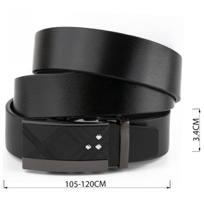 Ремінь Vintage Чоловічий з ромбами на пряжці Чорний (20291) Вінниця - фото 3