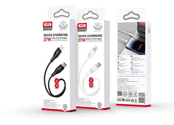 Кабель XO NBQ239A Zeus Series High Elastic Type-C to Lightning - 27W - 1m White (6976047) Киев