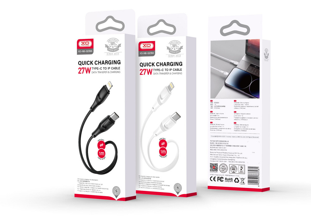 Кабель XO NBQ239A Zeus Series High Elastic Type-C to Lightning - 27W - 1m White (6976047) Київ - фото 4
