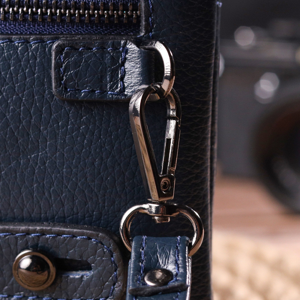 Оригинальный мужской клатч из натуральной кожи CANPELLINI 21545 Синий Киев - изображение 1