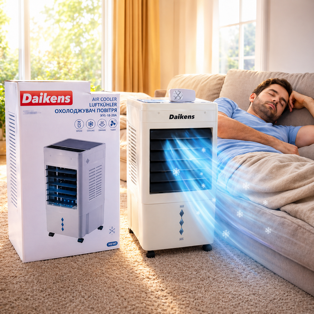 Охладитель воздуха напольный Daikens 3800W 8л + увлажнитель + вентилятор Белый Киев - изображение 5