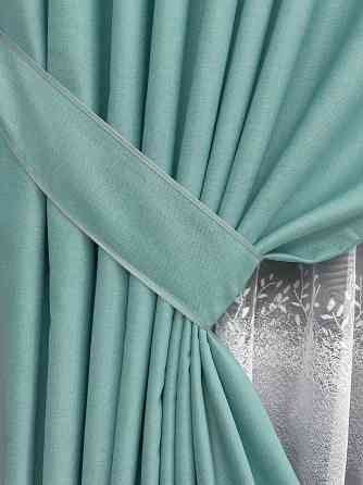 Комплект штор VR-Textil Шеніл 150х270 2шт і Тюль 400х270 1697ш-1680т Світло-бірюзовий з білим 71-197/3 Київ