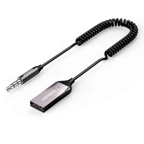Bluetooth-адаптер Ugreen 70601 Bluetooth 5.0 автомобільний AUX з мікрофоном CM309 (Сірий) Николаев