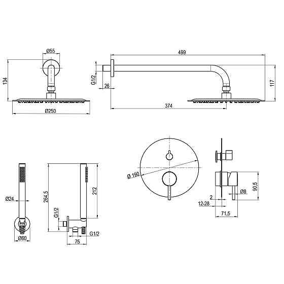 Змішувач для душу вбудований TOPAZ LOFT TLF 32205-H39-BL Київ