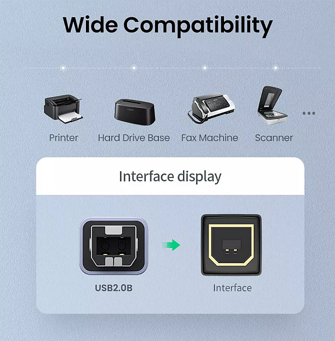Перехідник USB-C на USB-B Ugreen US382 для принтера, жорсткого диска, док станції 20120 (Сірий) Николаев - изображение 4